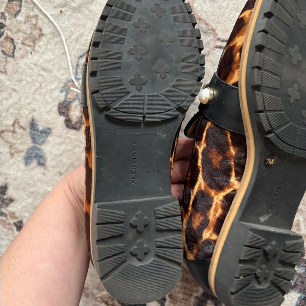 Alex Marie Brown Leopard Loafers with Pearl Details - Picture 3 of 6